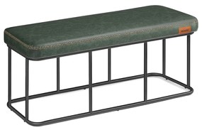 Coleção VASAGLE EKHO - Banco para entrada de quarto, couro sintético com costura, banco otomano com estrutura de aço, sala de estar e jantar, estilo moderno de meados do século, suporta 303 kg, verde floresta LOM073C01