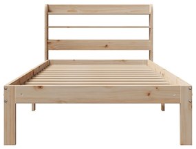 Estrutura de cama com cabeceira 75x190 cm pinho maciço