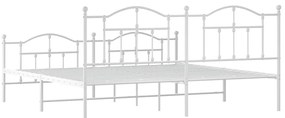 Estrutura de cama com cabeceira e pés 193x203 cm metal branco