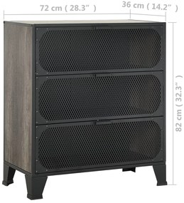 Armário de arrumação 72x36x82 cm metal e MDF cinzento
