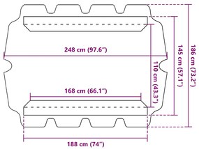 Toldo suplente baloiço jardim 188/168x145/110 cm azul