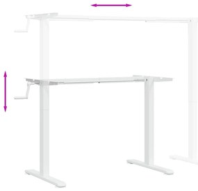 Estrutura de secretária de pé (94-135)x60x(70-114)cm aço branco