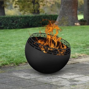 442355 Esschert Design Taça de combustão esférica c/ tiras preto