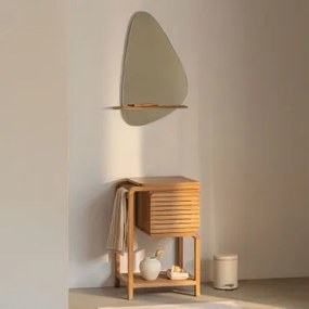 Conjunto De Móvel De Casa De Banho Em Madeira De Teca Bradley Sem Lavatório & Irregular Com Prateleira De Madeira 55x85 Cm Kai & Sem - Sklum