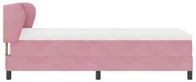 Cama Box Spring com Colchão Cor-de-Rosa 90x200 cm em Veludo
