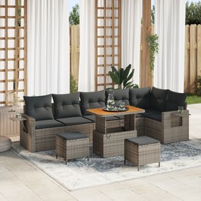 Conjunto de Sofás de Jardim vidaXL com Almofadas Cinza Rattan Sintétic