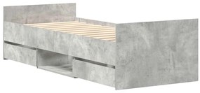 Estrutura de cama c/ painéis de cabeceira e pés cinza cimento