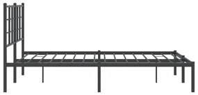 Estrutura de cama com cabeceira 140x190 cm metal preto