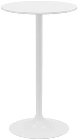 Mesa de Bar Redonda Mesa Alta de Cozinha Moderna com Estrutura de Aço para 2 Pessoas Ø60x102 cm Branca