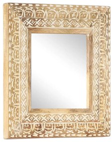 Espelho esculpido à mão 50x50x2,6cm madeira de mangueira maciça