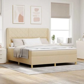 Cama Box Spring com Colchão VidaXL Creme 180x200 cm Tecido