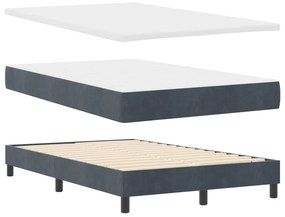 Cama Box Spring com Colchão Cinza Escuro 120x200 cm Veludo