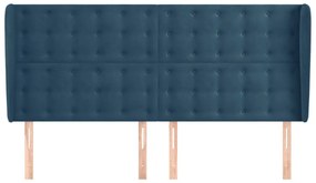 Cabeceira cama c/ abas veludo 183x23x118/128 cm azul-escuro