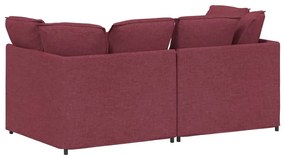 Sofá modular com almofadas tecido vermelho tinto