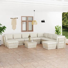 vidaXL 11 pcs conjunto lounge de paletes + almofadões madeira de abeto