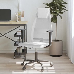 vidaXL Cadeira escritório tecido malha/couro art. regulável branco