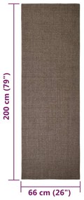 Tapete sisal natural 66x200 cm castanho