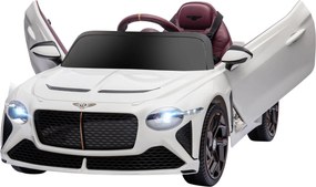 Carro elétrico para crianças dos 3 aos 5 anos, 2 motores, 12 V, 25 W, 3-5 km/h, comando à distância de 2,4 GHz, Bentley Bacalar branco