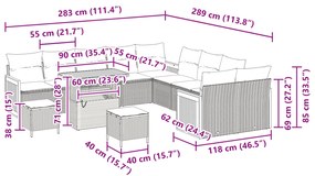 Conjunto de Sofá de Jardim vidaXL de 13 Peças com Almofadas Preto Vime