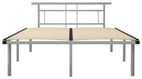 Estrutura de cama sem colchão 140x200 cm metal cinzento