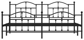 Estrutura de cama com cabeceira e pés 200x200 cm metal preto