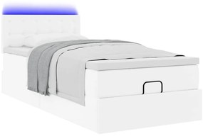 Estrutura de cama otomana com colchão 100x200 cm branco puro