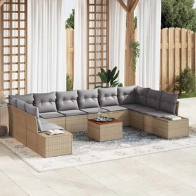 vidaXL Conjunto de Sofá de Jardim 11 pcs Bege, cinza claro