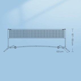Rede de badminton, voleibol de 300 cm, ajustável em altura azul