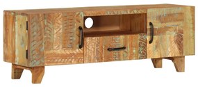 Móvel TV esculpido à mão 120x30x40cm madeira recuperada maciça