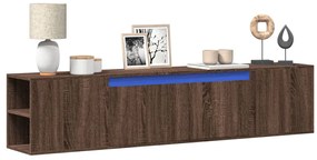vidaXL Móvel parede p/ TV c/ luzes LED 180x31x39,5cm carvalho castanho