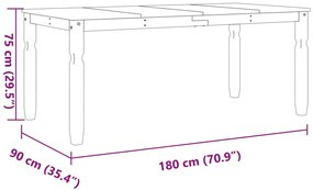 Mesa de jantar Corona 180x90x75 cm madeira de pinho maciça