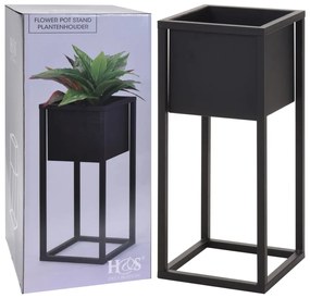 Floreira com suporte de metal 50 cm preto