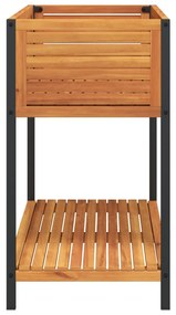 Vaso/floreira de jardim c/ prateleira 110x45x80 cm acácia/aço