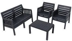 Conjunto de Lounge de Jardim Lara com Sofá, 2 Cadeiras e Mesa – Polipr