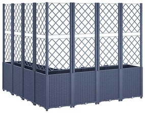 Vaso/floreira de jardim c/ treliça 160x160x140 cm PP cinzento azul