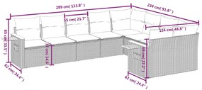 9 pcs conjunto de sofás p/ jardim com almofadões vime PE bege