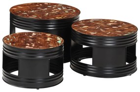 Mesas de bar formato de tambor 3 pcs madeira recuperada maciça