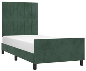 Estrutura de cama sem colchão 90x190 cm veludo verde-escuro