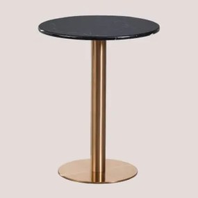 Mesa De Bar Redonda Em Mármore Cosmopolitan Preto & Ø60 Cm & Oro Rosa - Sklum