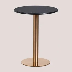 Mesa De Bar Redonda Em Pedra Natural Xiren Mármore Nero Marquina & Ø60 Cm & Oro Rosa - Sklum