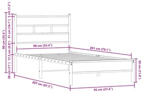 Cama sem colchão com cabeceira 90x200 cm carvalho sonoma