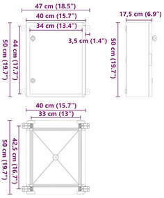 Armário de Controle IP65 À Prova d'Água Cinza 40x17,5x50 cm Plástico A