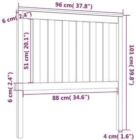 Cabeceira de cama 96x6x101 cm pinho maciço preto