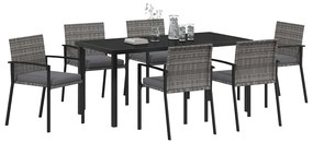 Conjunto de Jantar de Jardim de 7 Peças Cinza Rattan Polímero