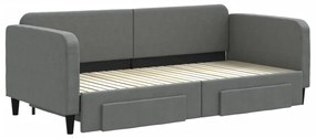 Sofá-cama c/ gavetão e gavetas 90x200 cm tecido cinzento-escuro
