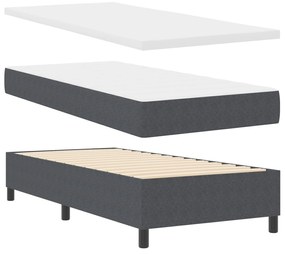 Cama Box Spring com Colchão Cinza Escuro Individual Tecido de Veludo C