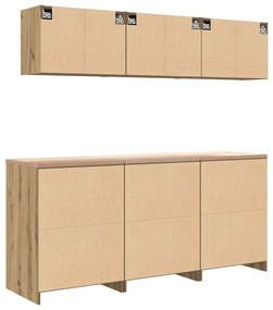 Armários de garagem 6 pcs madeira processada carvalho artisiano