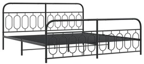 Estrutura de cama com cabeceira e pés 200x200 cm metal preto