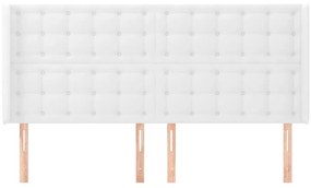 Cabeceira cama c/ abas couro artificial 183x16x118/128cm branco