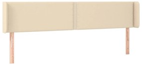 Cabeceira de cama c/ luzes LED tecido 203x16x78/88 cm cor creme